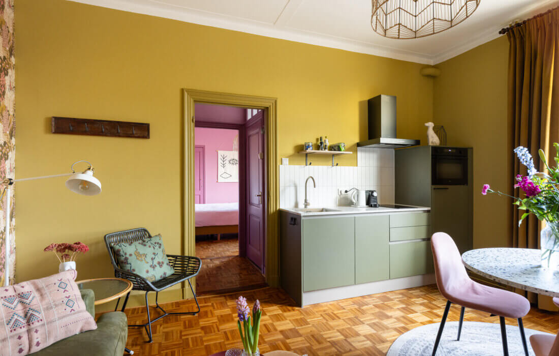 moderne groene keuken