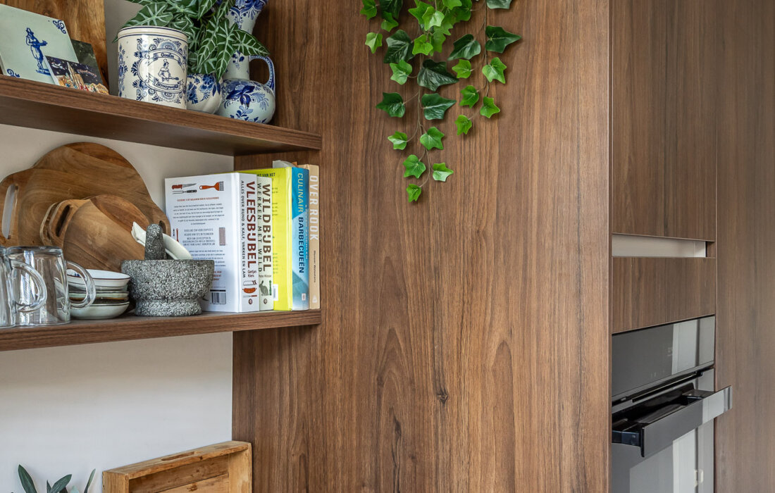 moderne houten keuken wand
